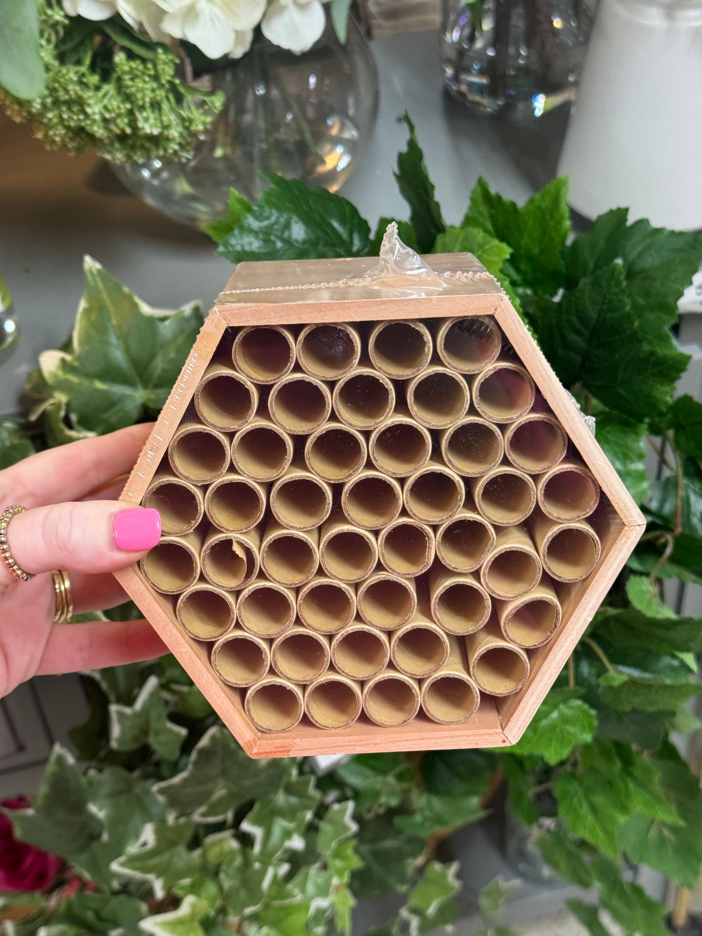 Wood Hexagon Bee And Bug Hotel