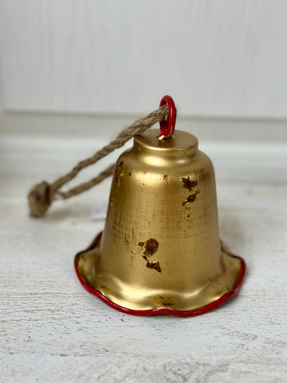 Small Gold And Red Ruffle Bell Hang