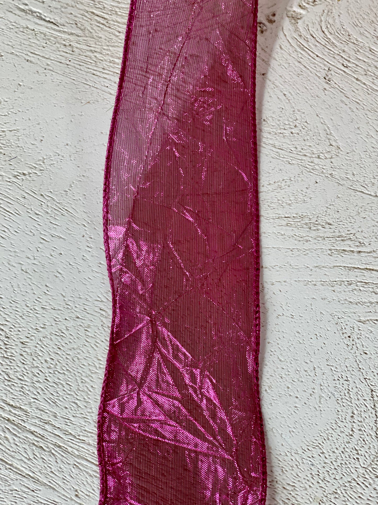 2.5 Inch By 25 Yard Fuchsia Crushed Metallic Ribbon