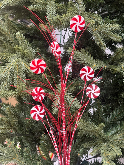 31.5 Inch Red And White Peppermint Spray