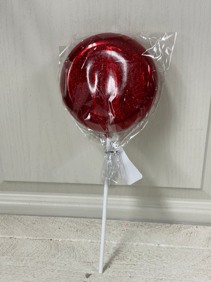 5 Inch Red Glitter Lollipop With Stick