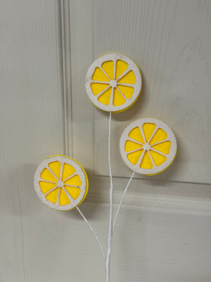 16 Inch Yellow And White Lemon Slice Spray