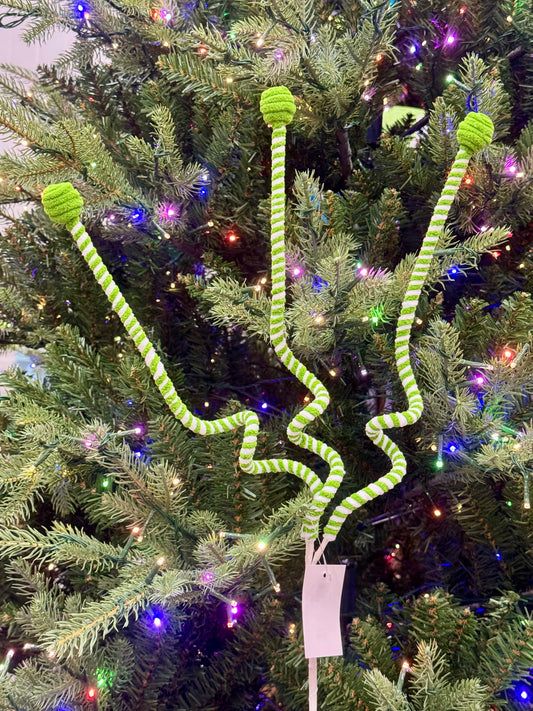 26 Inch Green And White Chenille Curly Spray