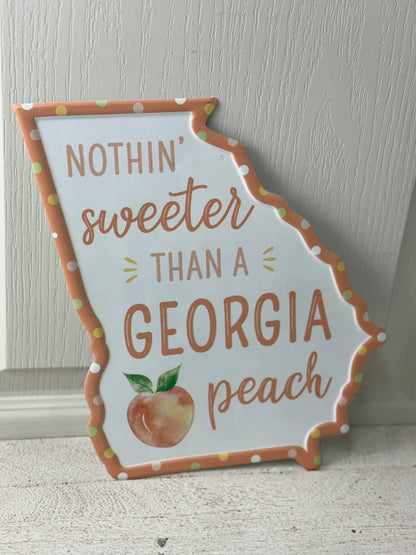 11 Inch Georgia Peach Metal Wreath Sign