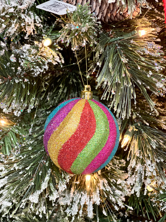 3 Inch Multicolor Swirl Ornament Ball