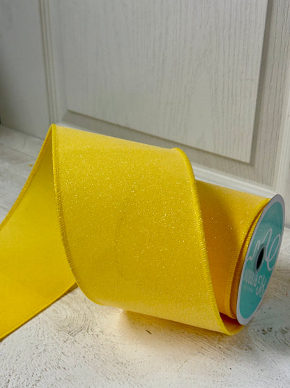4 Inch By 10 Yard Yellow Crystal Shine Ribbon