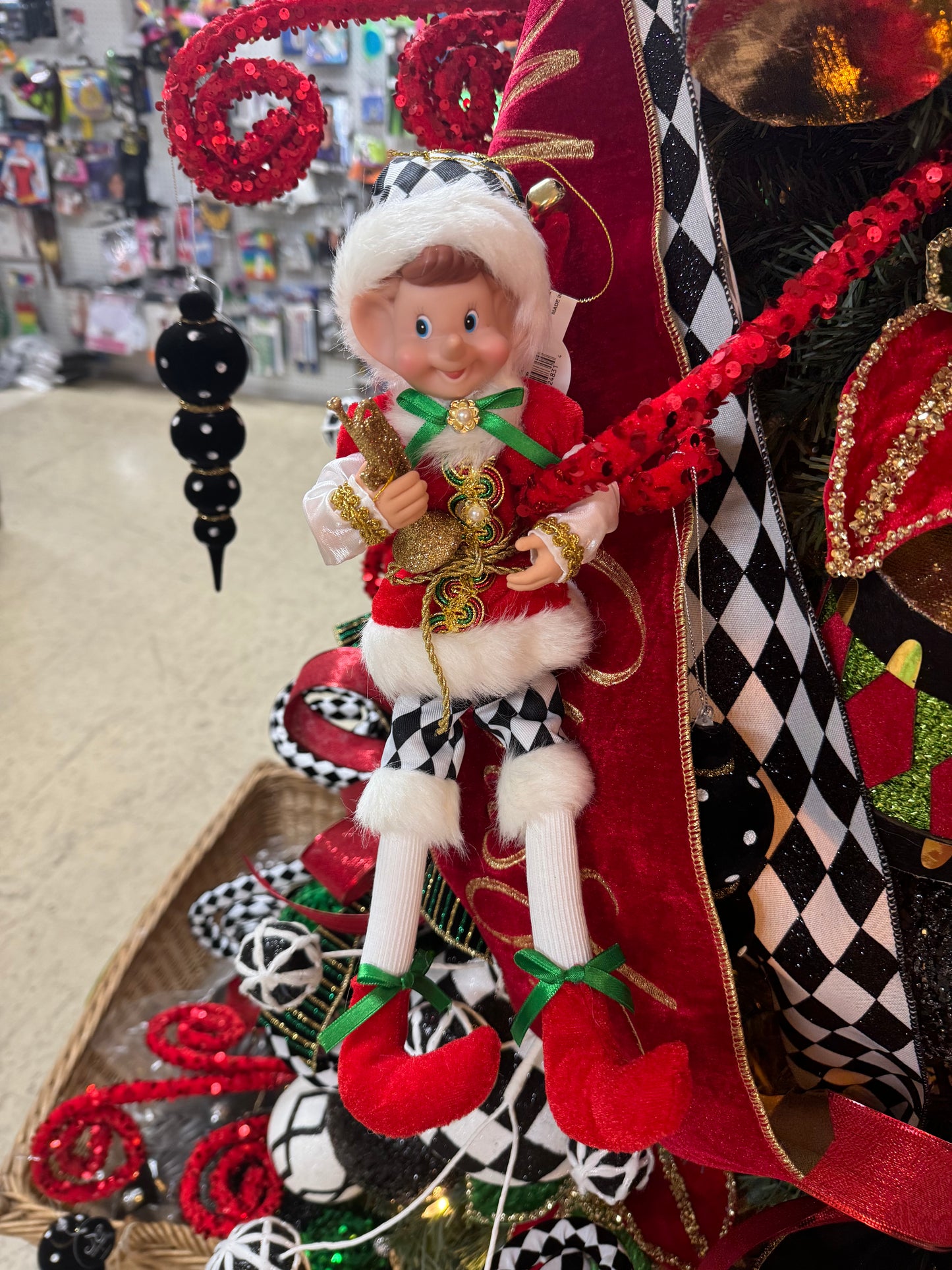 15 Inch Fabric Pixie Elf With Diamond Check