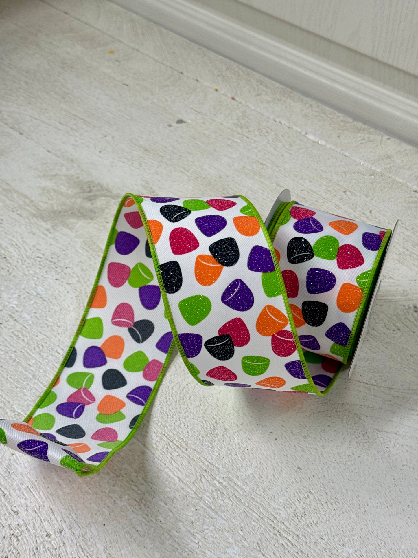 2.5 Inch By 10 Yard Mutlicolor Gumdrops Ribbon