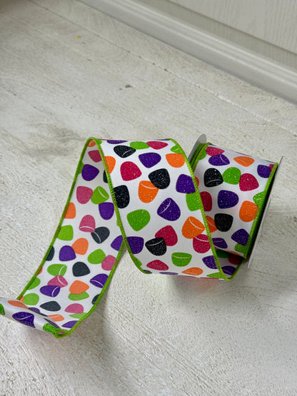 2.5 Inch By 10 Yard Mutlicolor Gumdrops Ribbon