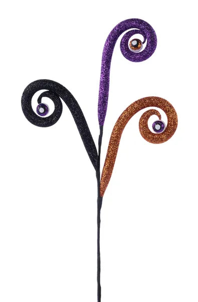 17.5 Inch Purple Orange Black Eyeball Curly Spray