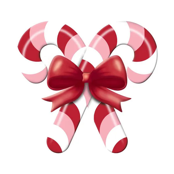 13 Inch Red And Light Pink Embossed Candy Cane Sign
