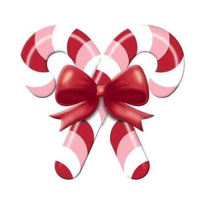 13 Inch Red And Light Pink Embossed Candy Cane Sign