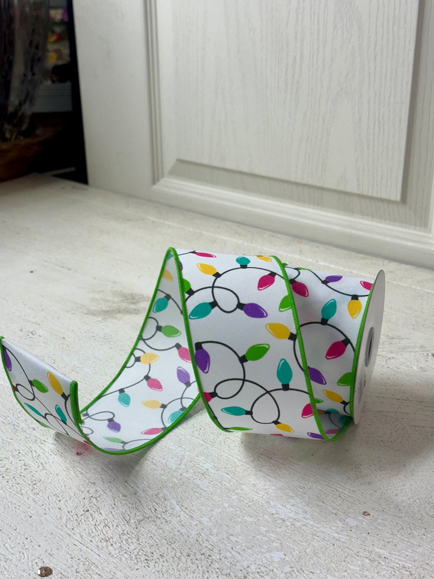 2.5 Inch By 10 Yard Pastel Christmas Lights Ribbon