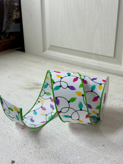 2.5 Inch By 10 Yard Pastel Christmas Lights Ribbon