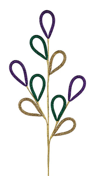 26.5 Inch Mardi Gras Glitter Oval Loop Spray