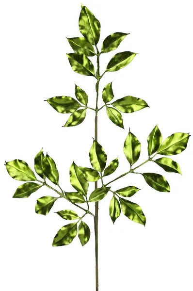 29 Inch Lime Green Metallic Leaf Spray