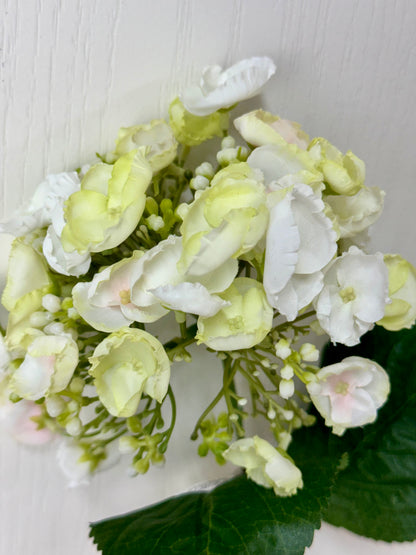 24 Inch White Hydrangea Stem With Two Leaves