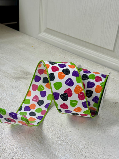 2.5 Inch By 10 Yard Mutlicolor Gumdrops Ribbon