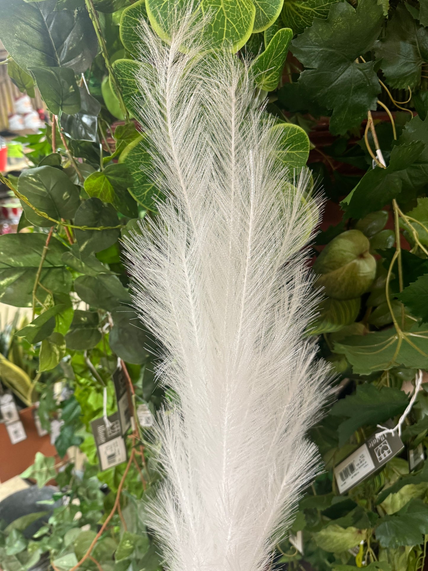 45.25 Inch White Feather Reed Spray