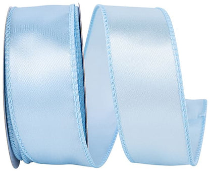 1.5 Inch By 10 Yards Baby Blue Satin Value Wired Ribbon