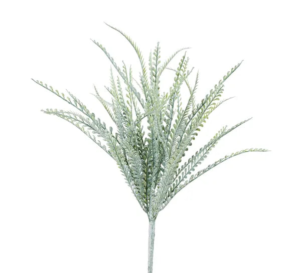17.5 Inch Green And White Wash Bead Grass Bush