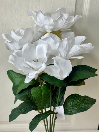 23 Inch White Magnolia Floral Bush