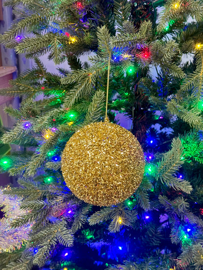 5 Inch Gold Foil Glitter Ornament Ball