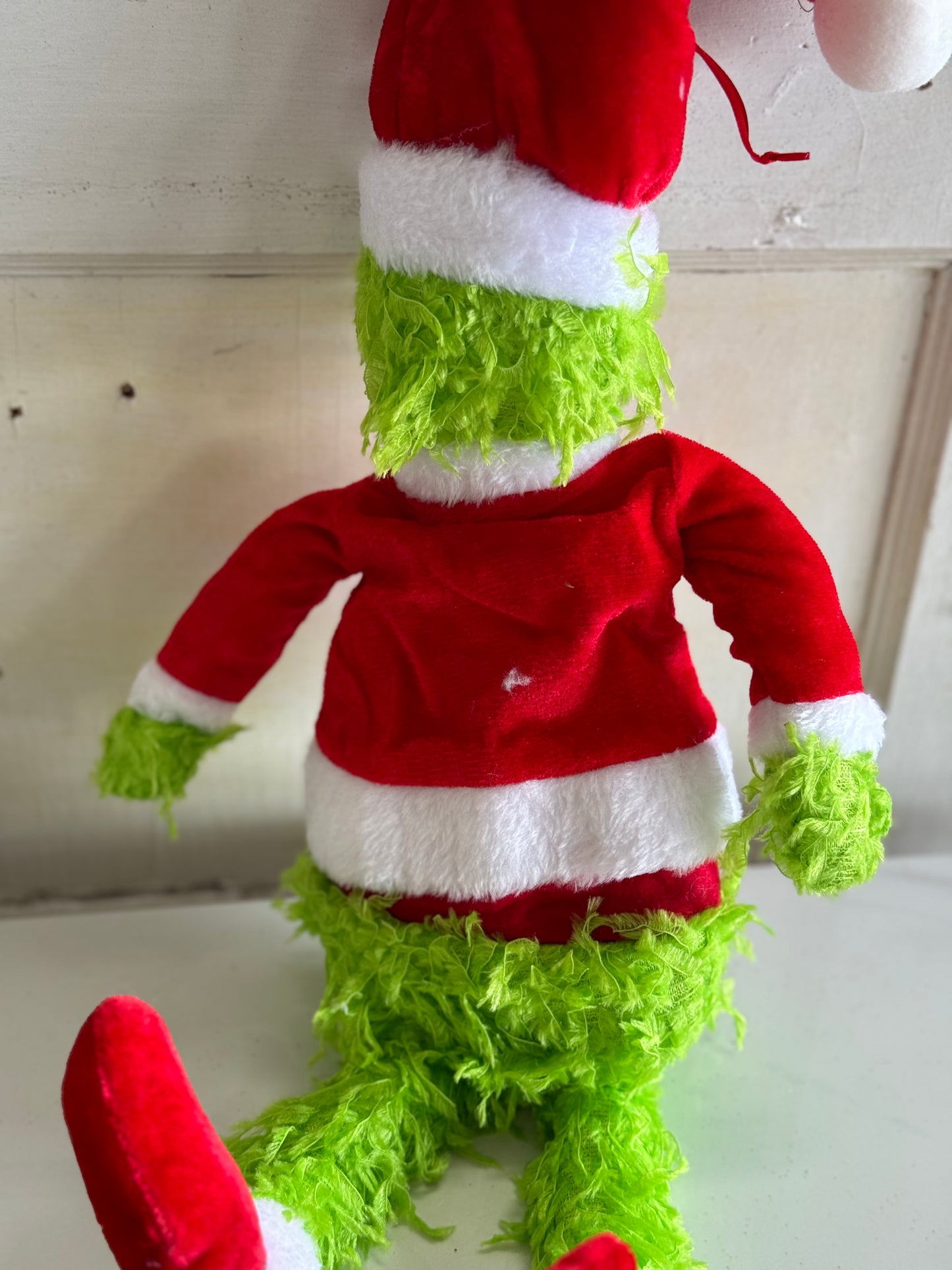 21 Inch Furry Green Monster In A Santa Suit