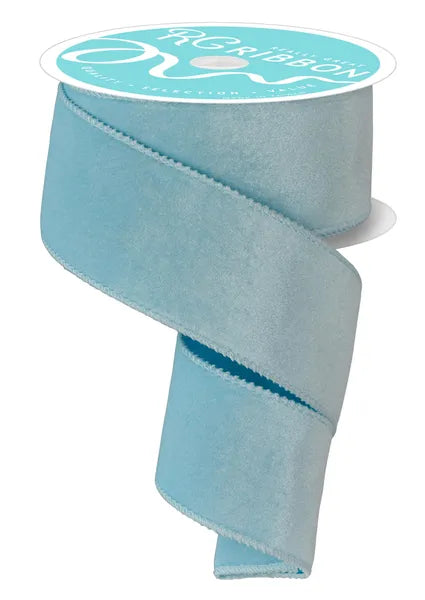 2.5 Inch By 10 Yard Ice Blue Deluxe Velvet With Satin Backing Ribbon