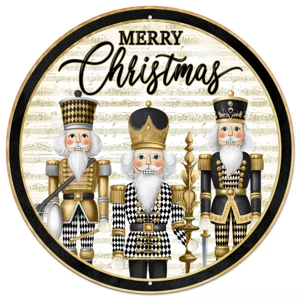 12 Inch Black And Gold Harlequin Nutcrackers Sign
