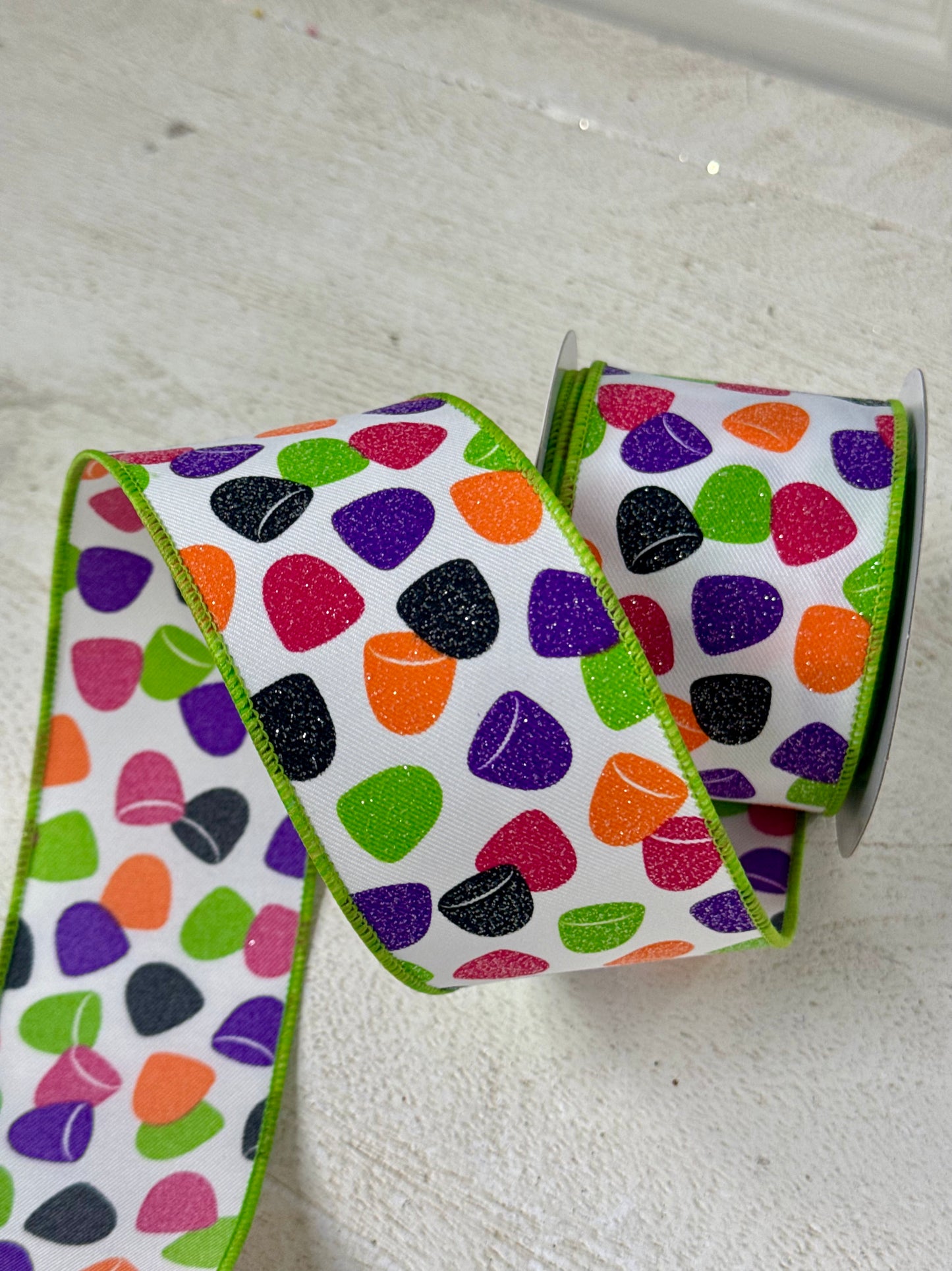 2.5 Inch By 10 Yard Mutlicolor Gumdrops Ribbon