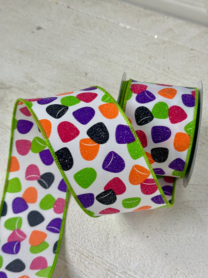 2.5 Inch By 10 Yard Mutlicolor Gumdrops Ribbon