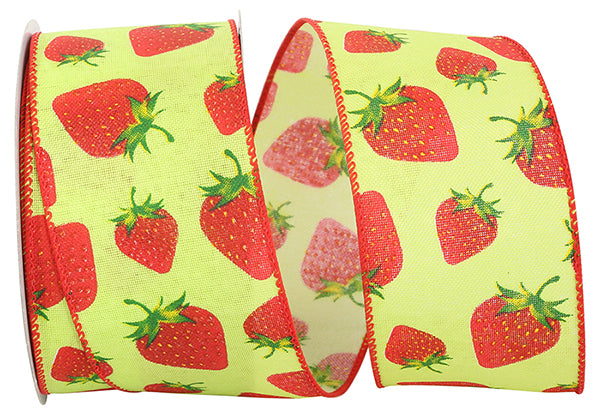 2.5 Inch By 10 Yard Red And Lime Strawberry Ribbon