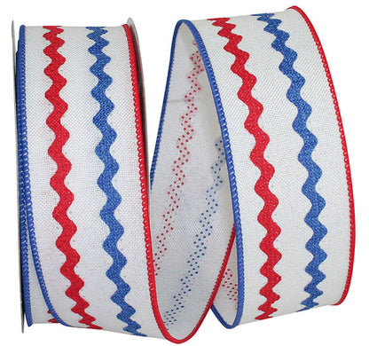 1.5 Inch By 10 Yard Red White And Blue Ric Rac Ribbon