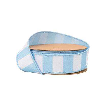 1.5 Inch By 10 Yard Light Blue Horizontal Stripe With Blue Backing Ribbon