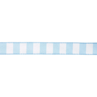 1.5 Inch By 10 Yard Light Blue Horizontal Stripe With Blue Backing Ribbon