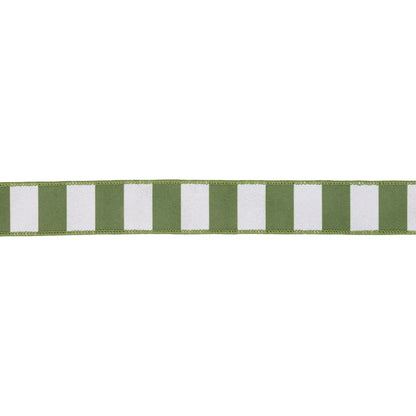 1.5 Inch By 10 Yard Green Horizontal Stripe With Green Backing Ribbon