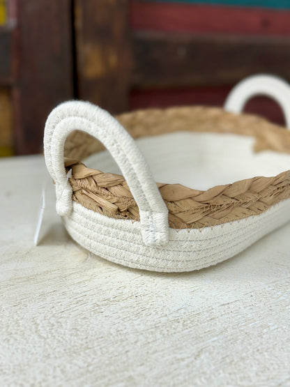 Natural And White Woven Basket