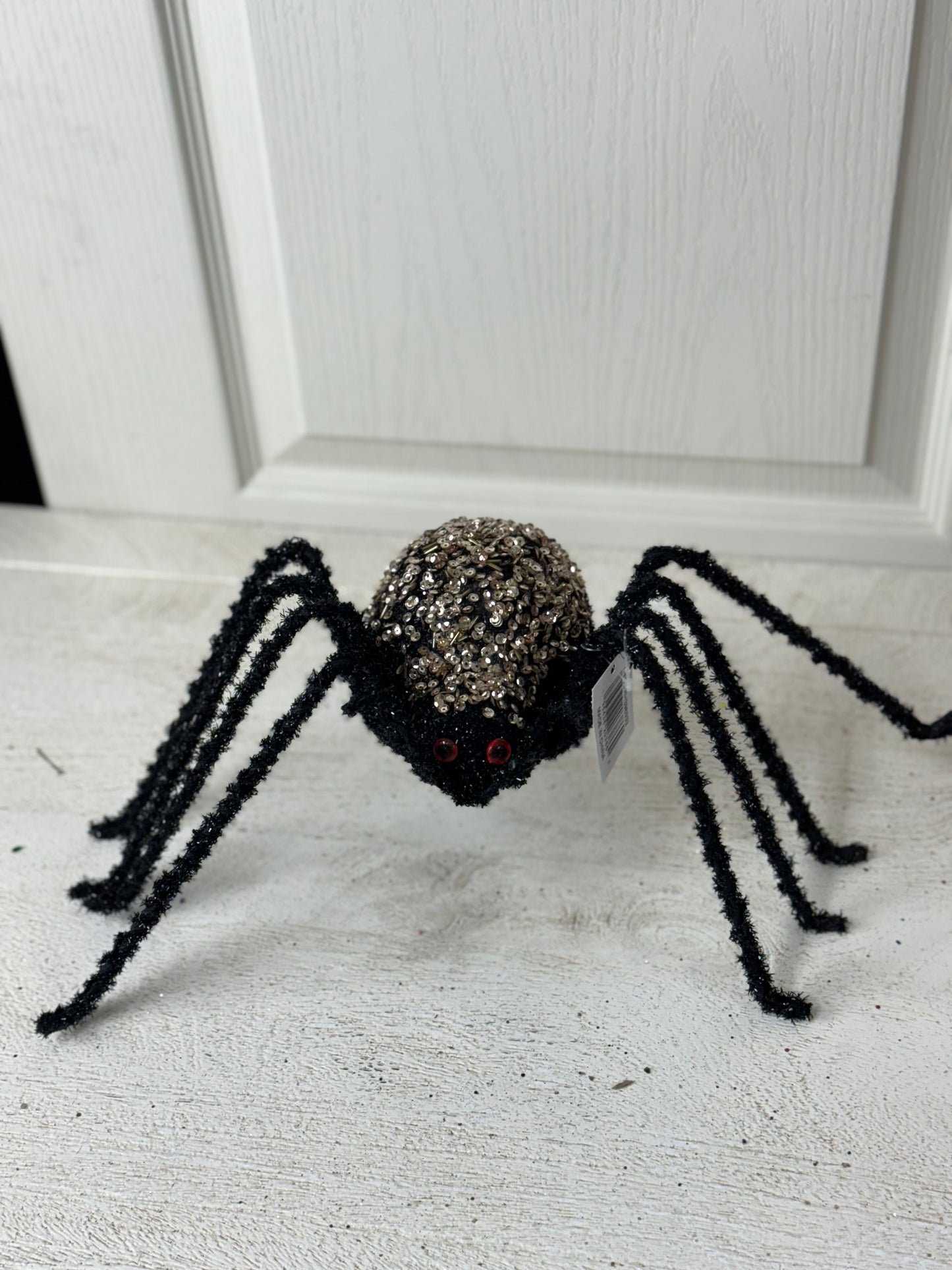 16.5 Inch Black And Champagne Beaded Spider