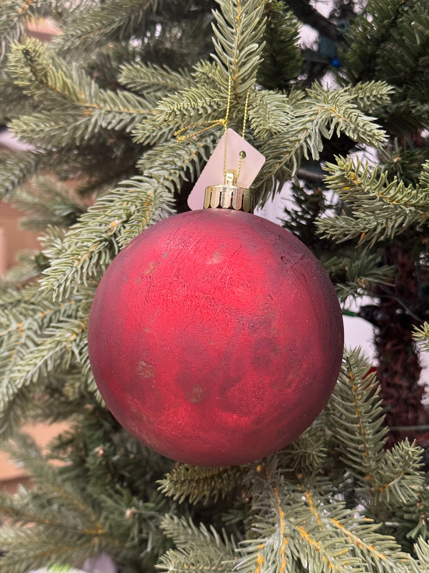 5 Inch Antique Wash Red Ornament Ball