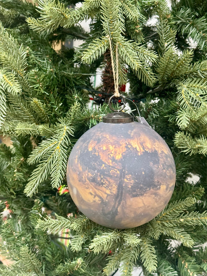 6 Inch Matte Gold And Chocolate Ornament Glass Ball