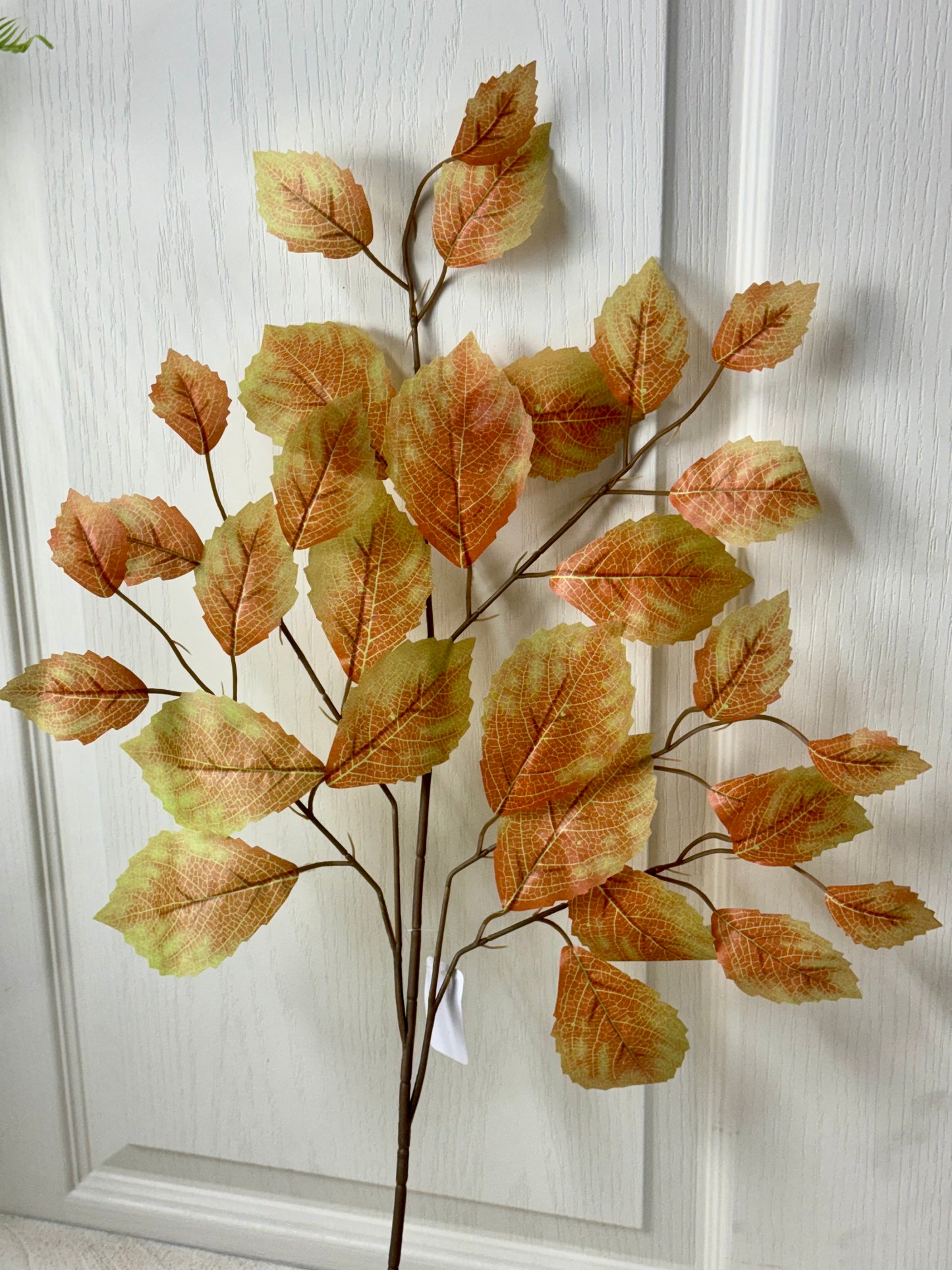 28 Inch Terracotta And Green Rose Leaf Spray