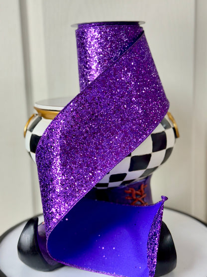 4 Inch By 10 Yard Purple Glitter Ribbon