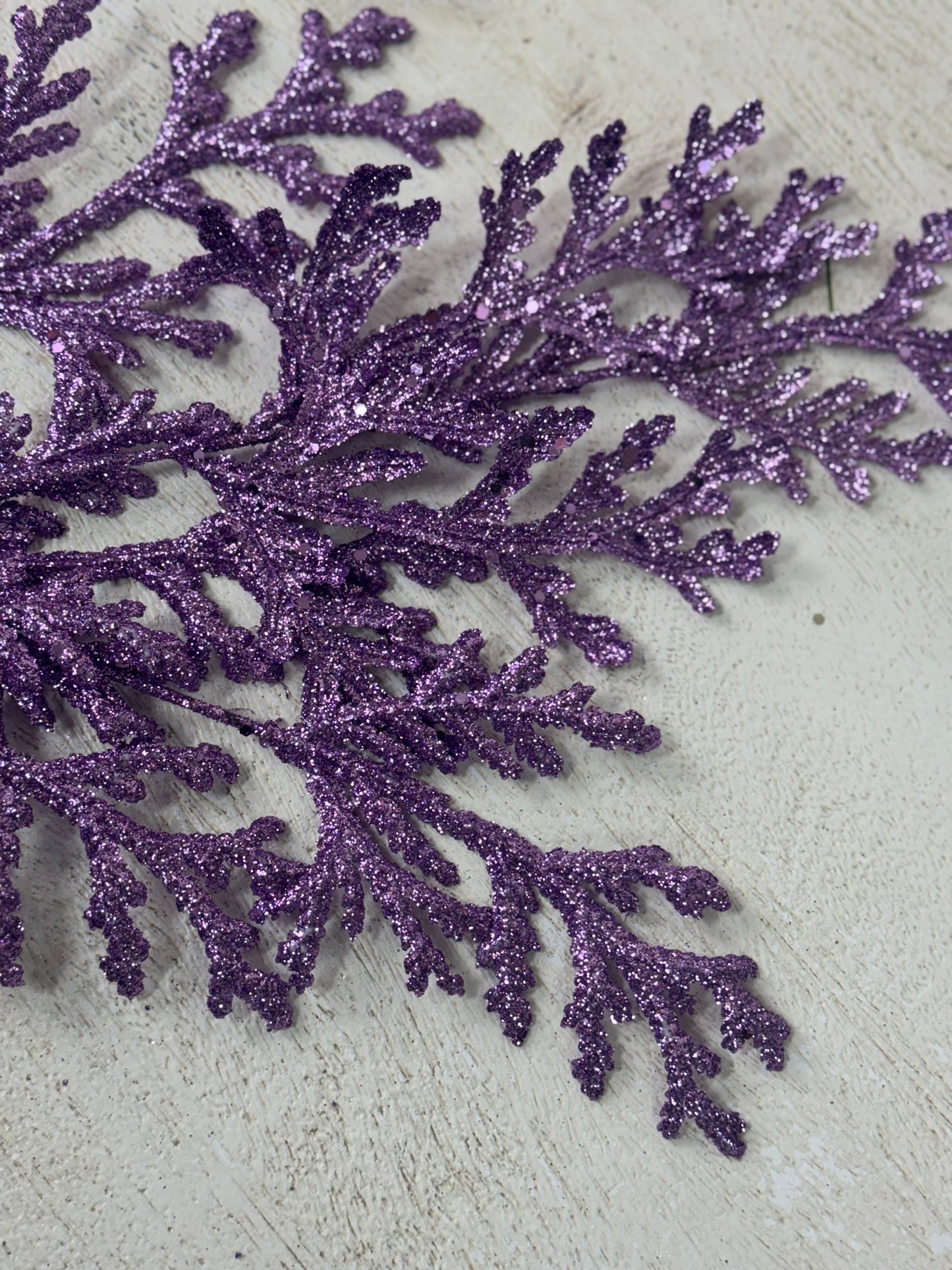 28.5 Inch Purple Glitter Lycopodium Spray