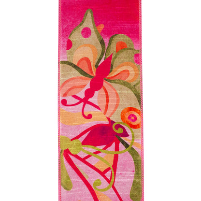 4 Inch By 10 Yards Butterfly Colors Bright Deluxe Dupioni Backed Wired Edge Ribbon