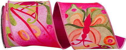 4 Inch By 10 Yards Butterfly Colors Bright Deluxe Dupioni Backed Wired Edge Ribbon