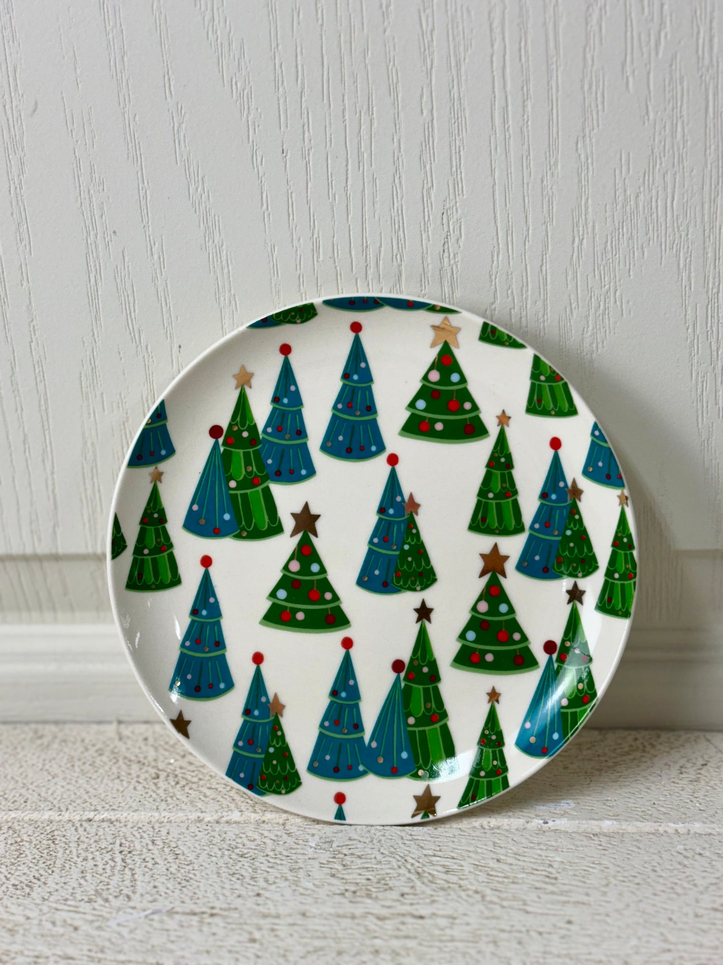 6 Inch Round Ceramic Plate Holiday Pattern Four Styles