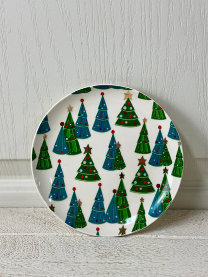 6 Inch Round Ceramic Plate Holiday Pattern Four Styles