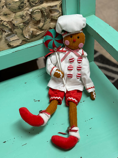 19 Inch Felt Gingerbread Chef With Lollipop