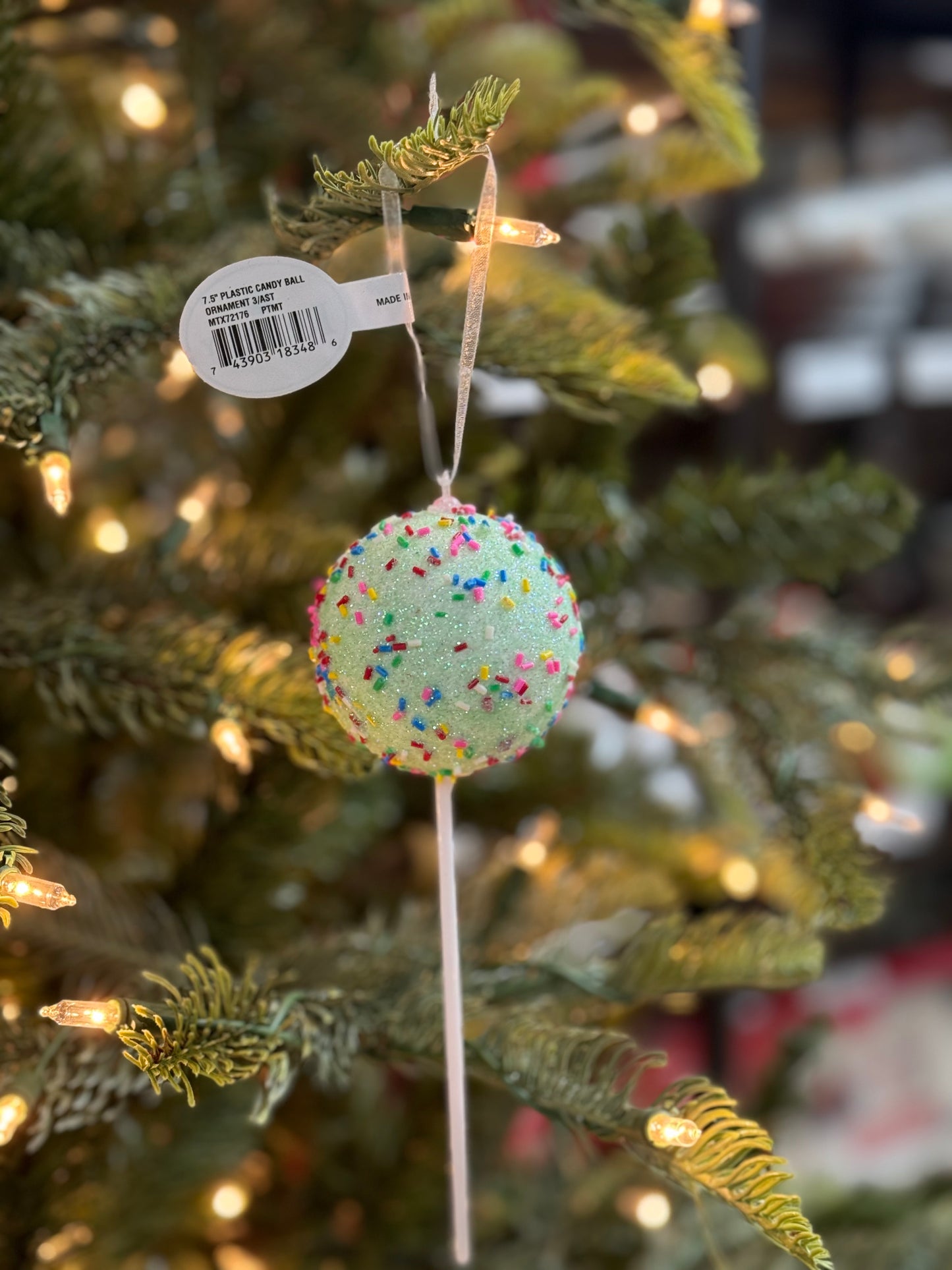 7.5 Inch Plastic Candy Ball Ornament Three Styles